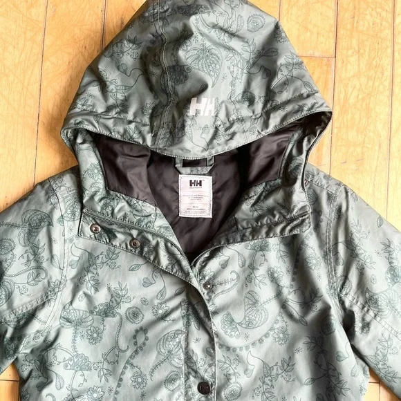 Helly Hansen Leaf Floral Patterned Green Jacket Coat Size Medium - Picture 3 of 8